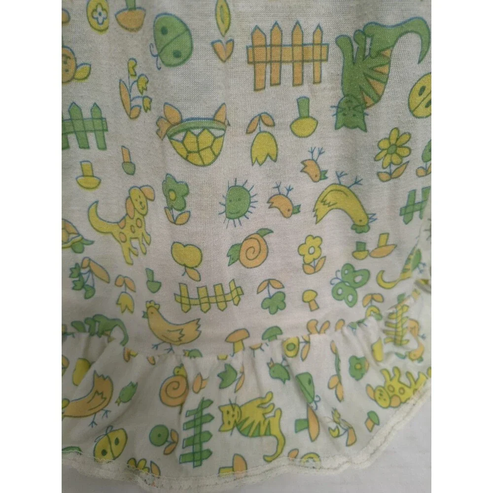 Vtg Carters Yellow Animal Print Nightgown Sleepwear Pajamas Size 6X 1980s Retro